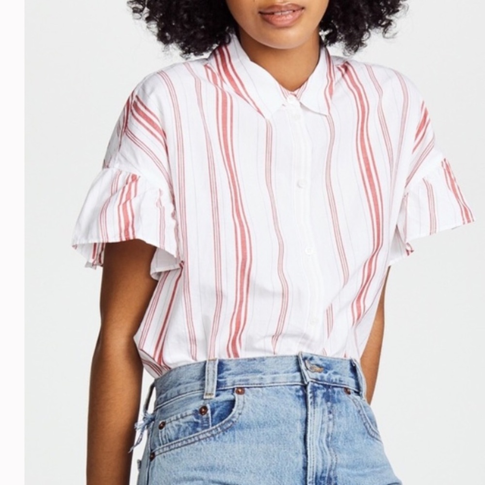 Madewell central ruffle sleeve shirt